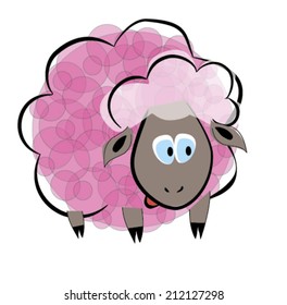 Vector illustration of cute funny sheep. Art picture. Symbol of 2015.