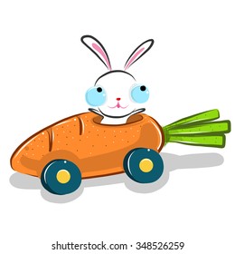 vector illustration of cute funny-rabbit cartoon drawing style