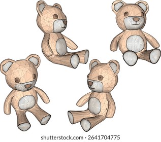 vector illustration of cute furry bear animal doll design