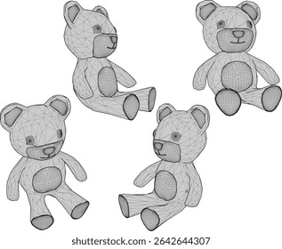 vector illustration of cute furry bear animal doll design