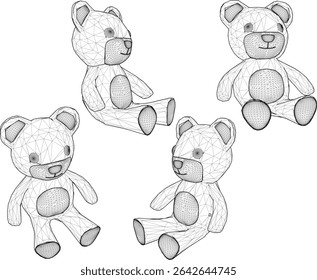 vector illustration of cute furry bear animal doll design