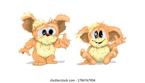 Vektorgrafik eines süßen Fuzzy im Tierstil im Cartoon-Stil.