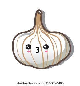 Vector illustration of cute Garlic White vegetable