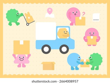 Ilustración vectorial de lindos caracteres geométricos.