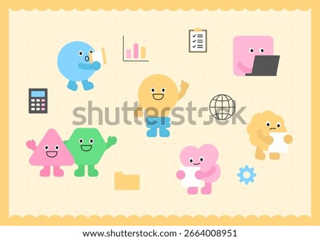 Vector illustration of cute geometric characters.