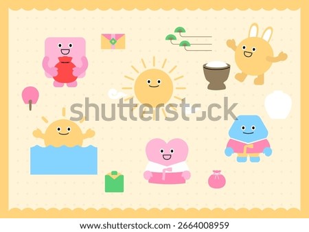 Vector illustration of cute geometric characters.