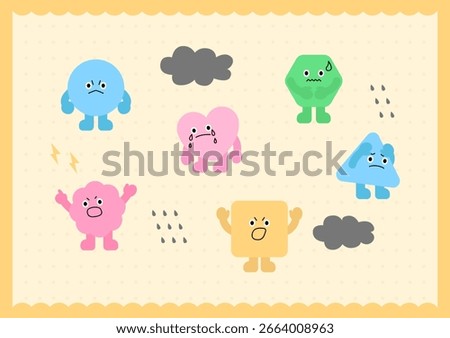 Vector illustration of cute geometric characters.
