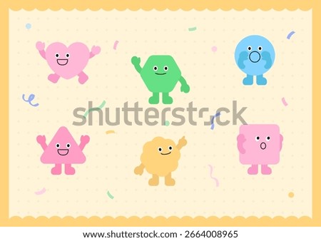 Vector illustration of cute geometric characters.