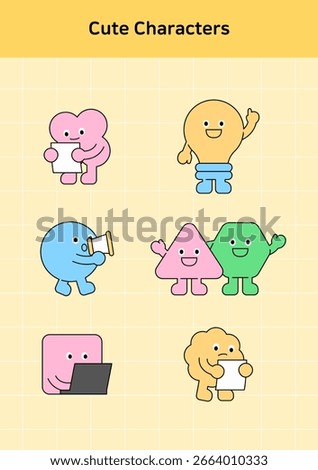 Vector illustration of cute geometric characters.
