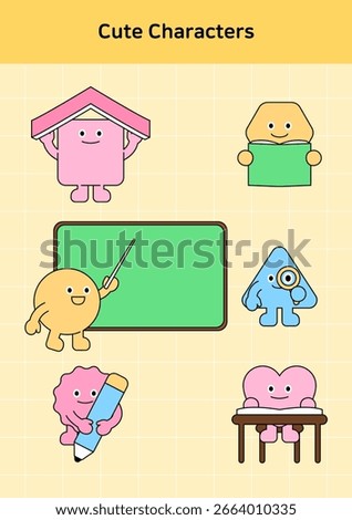 Vector illustration of cute geometric characters.