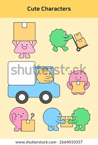 Vector illustration of cute geometric characters.