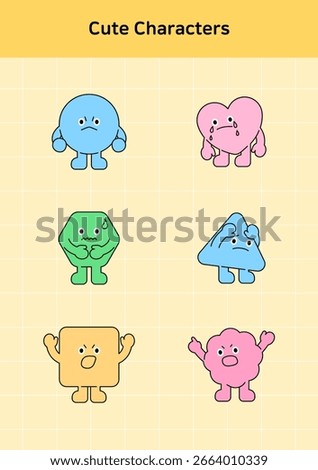 Vector illustration of cute geometric characters.