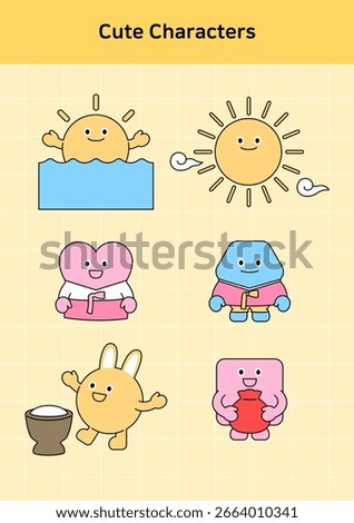 Vector illustration of cute geometric characters.