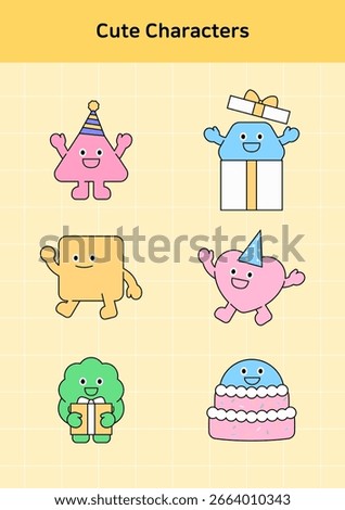 Vector illustration of cute geometric characters.