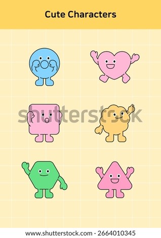 Vector illustration of cute geometric characters.