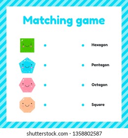 vector illustration. cute geometric figures for kids. Matching game.