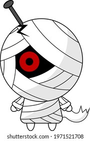 Vector illustration of cute ghost mummy cartoon mascot character