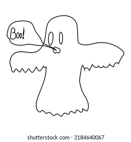 Vector illustration of a cute ghost. Outline doodle illustration.