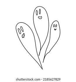 Vector illustration of a cute ghost. Outline doodle illustration.