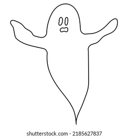 Ilustración vectorial de un fantasma lindo. Ilustración del doodle de esquema.