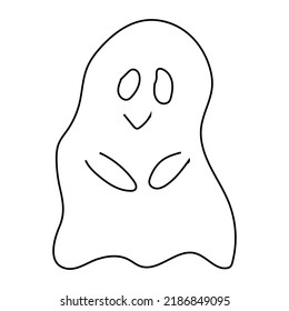 Vector illustration of a cute ghost. Outline doodle illustration.