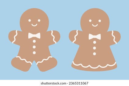 Vector illustration of cute ginger man cookies for Christmas