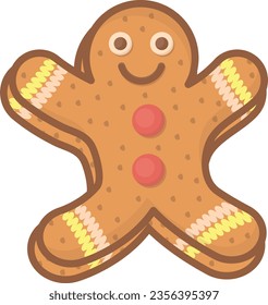 Vector illustration of cute gingerbread cookie. Gingerbread Man.
