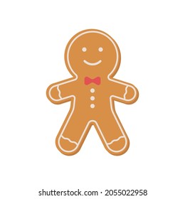 vector illustration of a cute gingerbread man on a white isolated background. flat gingerbread cookies in the shape of a person. christmas children's sweets. one element, icon