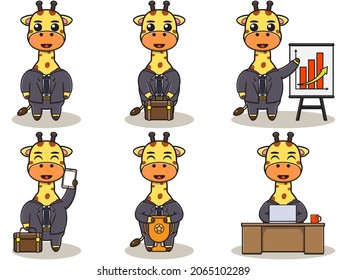 Vector illustration of Cute Giraffe Businessman. Good for icon, label, sticker, clipart.