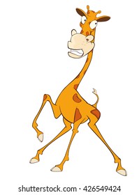 Vector Illustration of a Cute Giraffe. Cartoon Character