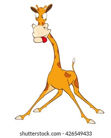 Vector Illustration of a Cute Giraffe. Cartoon Character