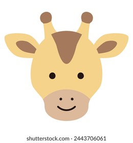 Ilustración vectorial de cara de jirafa linda. Iconos, animales
