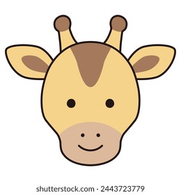 Vector illustration of cute giraffe face. Icons, animals