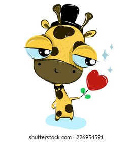 vector illustration of cute giraffe in-love   cartoon drawing style