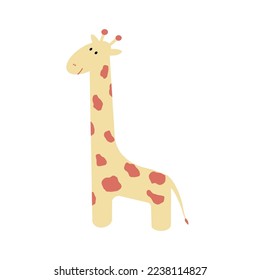 Vector illustration of cute giraffe. Giraffe poster for nursery. Giraffe for kids print isolated on white background