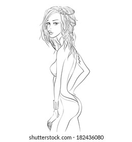 Vector illustration. Cute girl