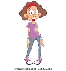 Vector Illustration of Cute Girl