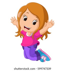 vector illustration of cute girl cartoon