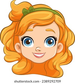 A vector illustration of a cute girl with a cheerful expression