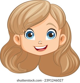 A vector illustration of a cute girl with a cheerful expression