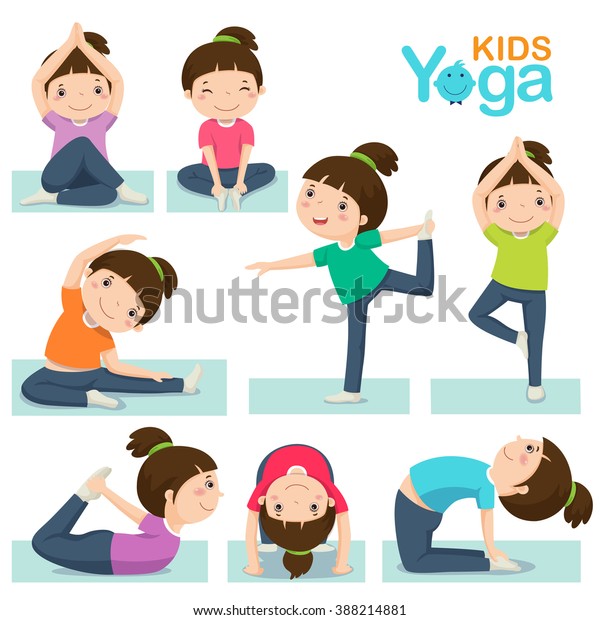 Vector Illustration Cute Girl Doing Yoga Stock Vector (Royalty Free ...