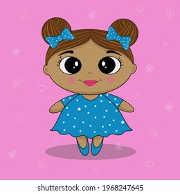 Vector illustration of a cute girl. An idea for holiday invitations, for coloring books, for postcards, for Valentines, for children's creativity.