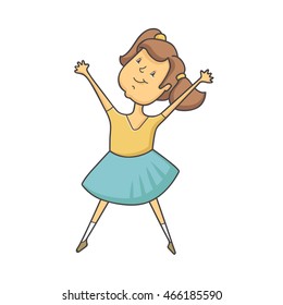 vector illustration Cute girl jumping 