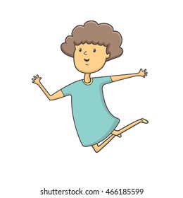 vector illustration Cute girl jumping 