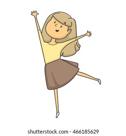 vector illustration Cute girl jumping i