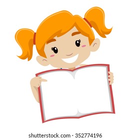 Vector Illustration of a Cute Girl showing an empty page book