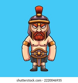 Vector illustration of cute gladiator mascot