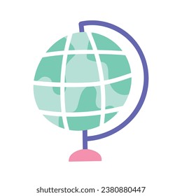 Vector illustration of cute global on white background.