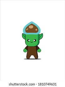 Vector illustration of a cute globin mascot having brown brains