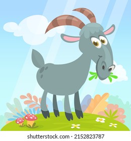 Vector illustration of cute goat cartoon